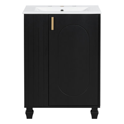 Meuble-lavabo 24 po avec plateau en céramique et tablettes ouvertes 24 po