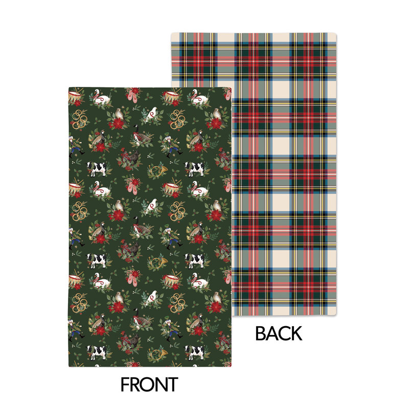 Serviette de cuisine 12 jours de Noël à double face à tissage gaufré à séchage rapide