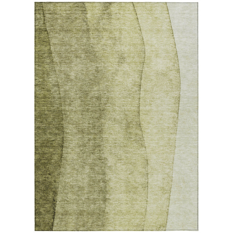 Tapis intérieur / extérieur ombré vert olive et artichaut 3 pi x 5 pi HomeRoots