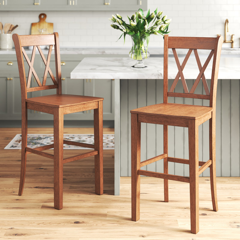 Tabouret de bar et de comptoir en bois massif Fortville, Noir antique, Tabouret de bar (siège d'une hauteur de 29 po)