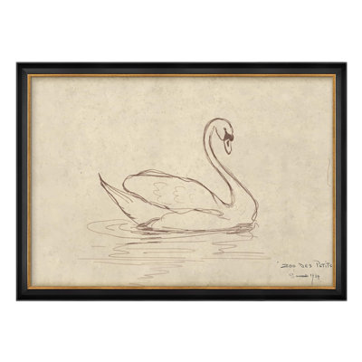"Élégant cygne croquis minimaliste, cygne, ligne, illustrations, impressionnisme, décoration murale"