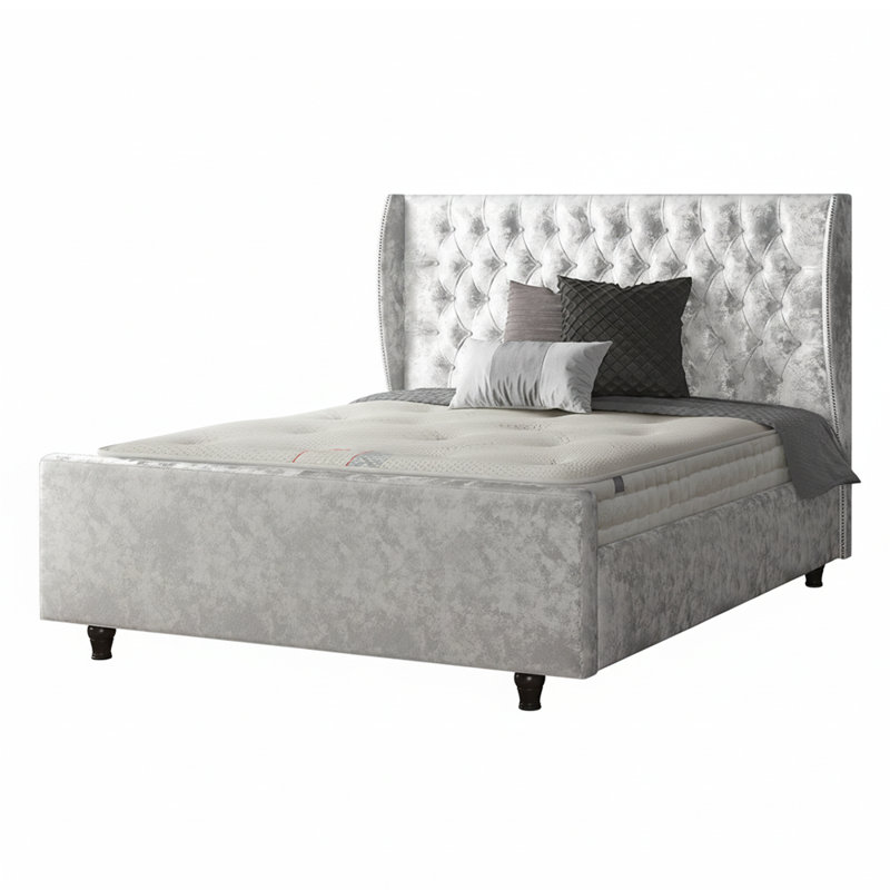 Barthel Upholstered Bed, Small Double (4'), Silver