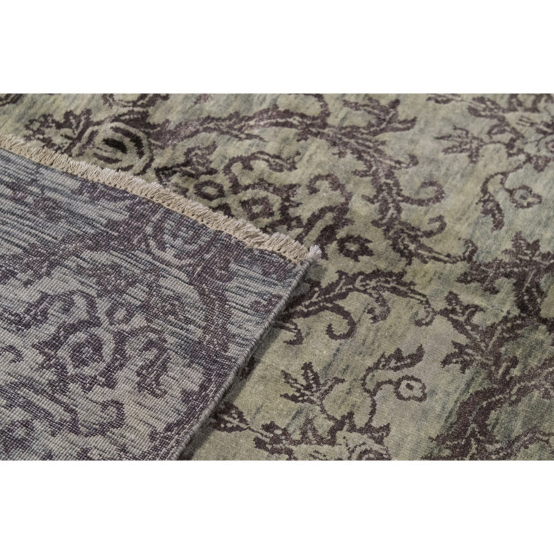 Tapis gris et brun noué à la main de haute qualité