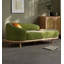 Chaise longue minimaliste et moderne en bois massif, coton et lin vert pour chambre et salon-1368507694