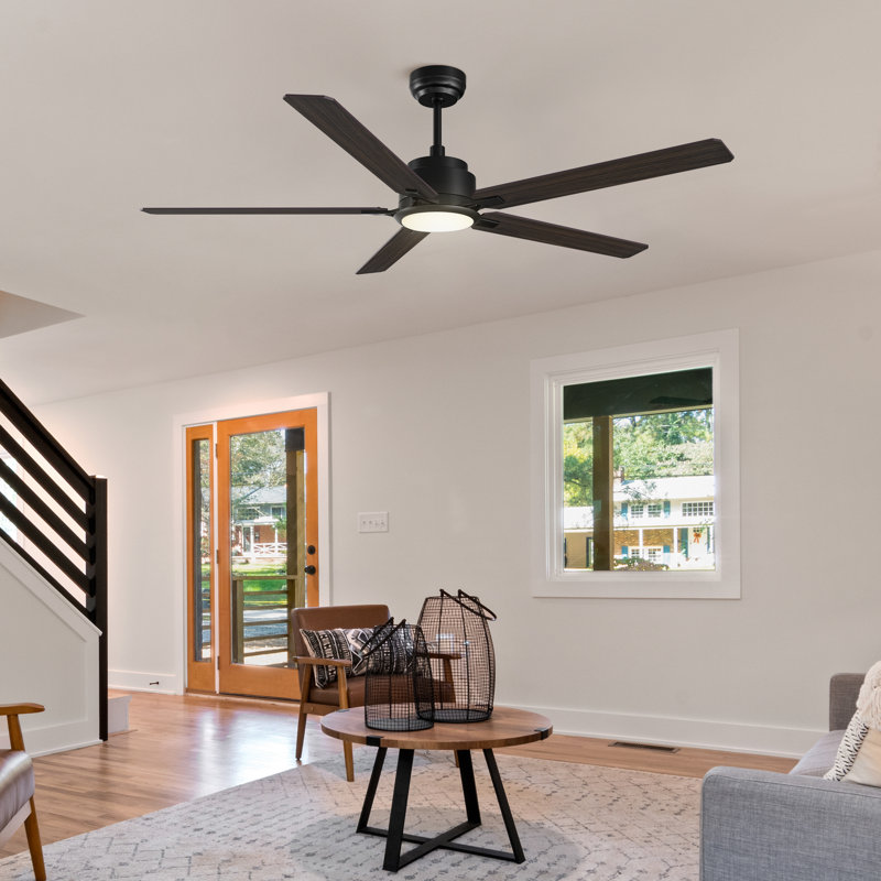 60'' Lisk 5 - Blade  Smart ceiling fan with light, Black