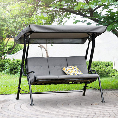 Aaryanna 3 Person Porch Swing with Canopy