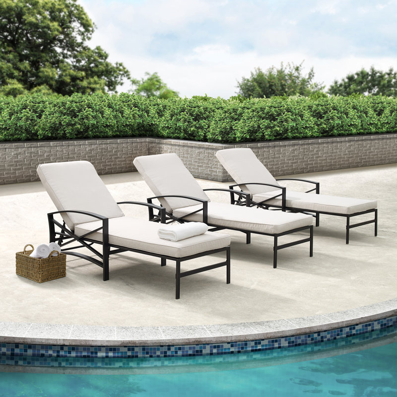Chaise longue simple inclinable avec coussin Tarpley, Bronze, Gruau