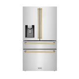 ZLINE Autograph Edition 36" French Door Refrigerator w/ Water and Ice Dispenser in Fingerprint Resistant Stainless Steel Traditional Handles