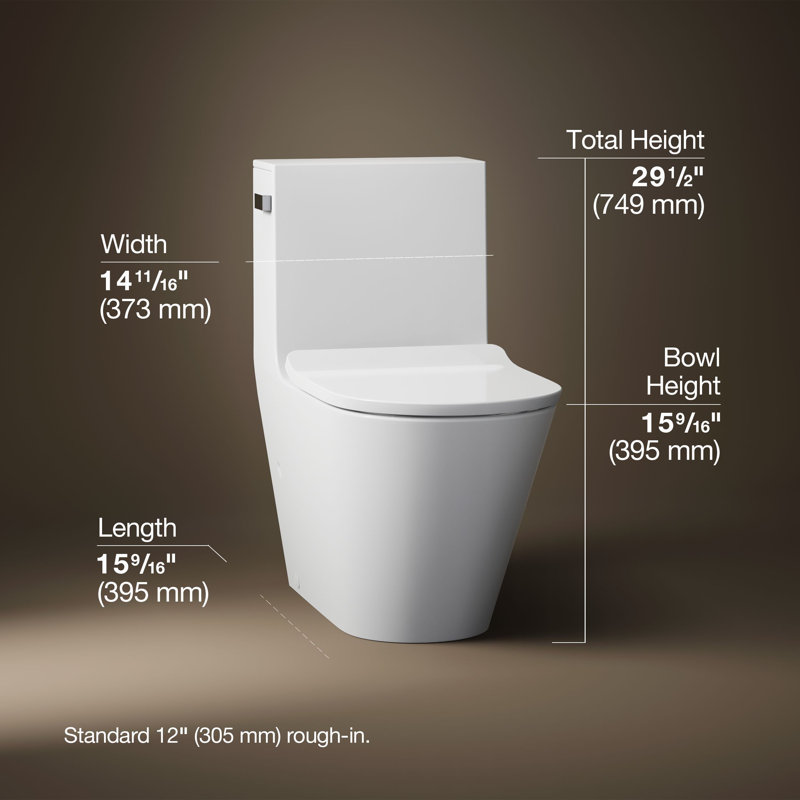 Brazn 1.28 GPF Water Efficient Round One-Piece toilet (Seat Included), White