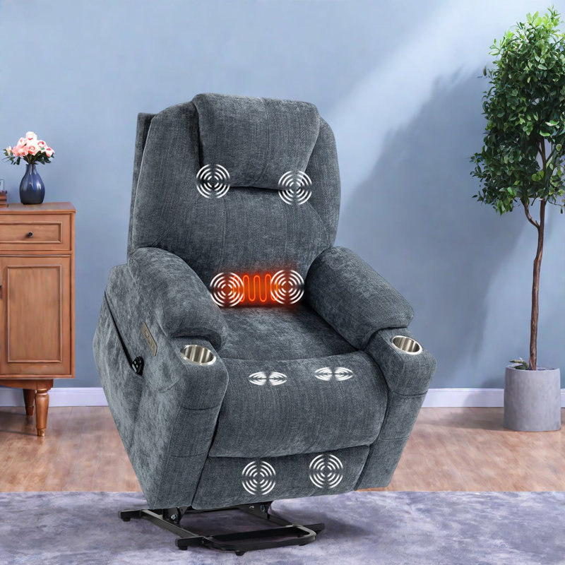Fauteuils inclinables électriques, chenille, bleu-gris pour la maison