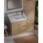 Meuble-lavabo simple autoportant 46 po avec armoire à linge haute droite, comptoir en quartz de Carrare, 3 tiroirs-2022148609