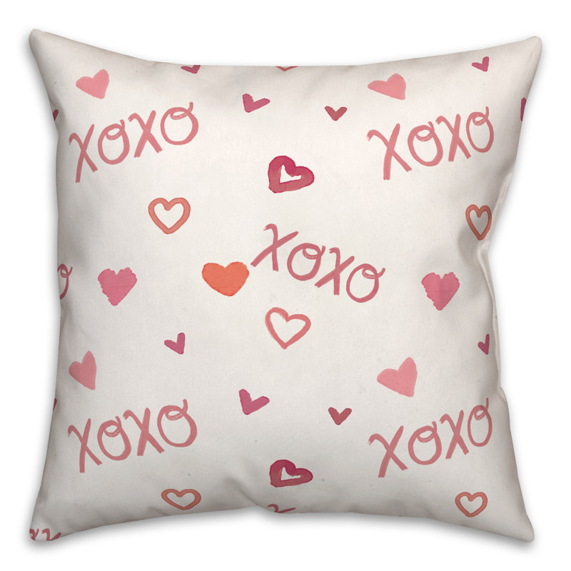 XOXO Pattern 18x18 Multicolor Spun Polyester Throw Pillow