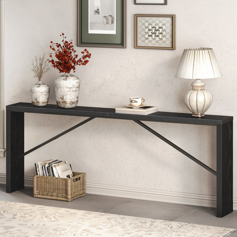 Ademara Console Table Long Sofa Table Behind Couch, 31.5" H x 78.7" W x 9.1" D, Matte Black