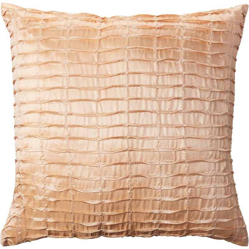  Silky Pleated Throw Pillow, Beige