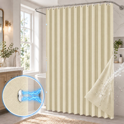 Magnetic Folding Waterproof Shower Curtain, Accordion Style No-Drill Shower Curtain for Bathroom Privacy and Easy Installation