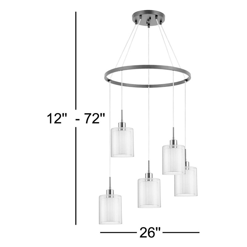 Pittsfield 5 - Light Tiered Chandelier, Opal, Chrome/Bronze