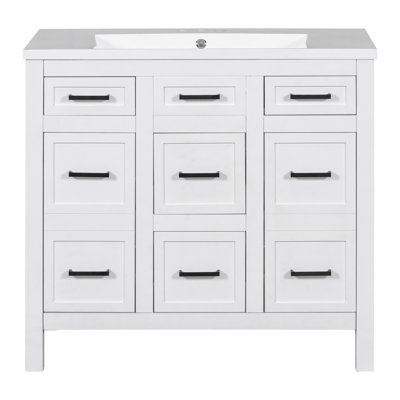 Meuble-lavabo simple 36 po avec plateau en bois manufacturé Ranay