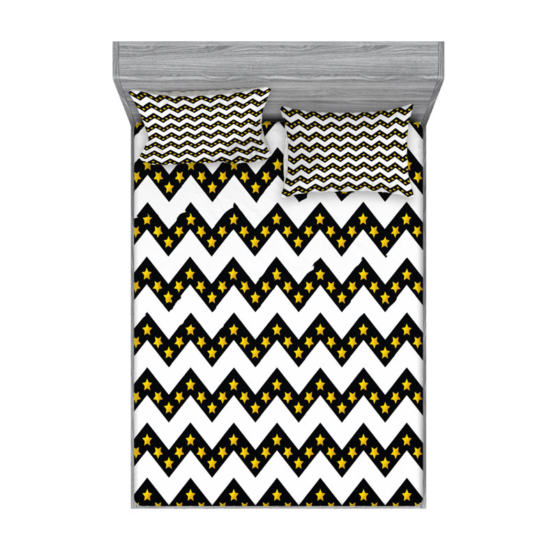 Microfiber Chevron Sheet Set, Full/Double Sheet Set with Fitted Sheet