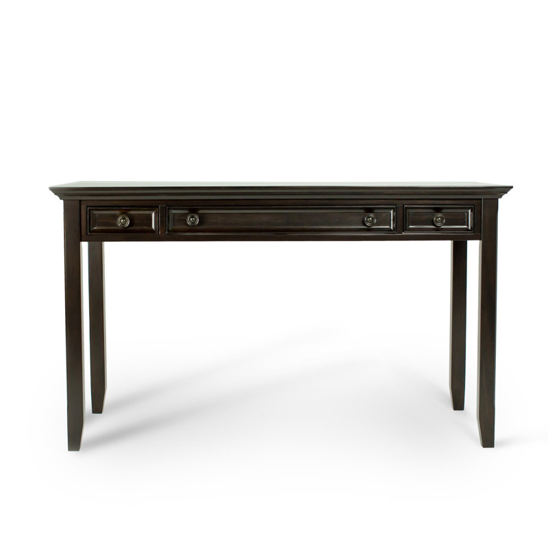 Amherst 54"W Solid Wood Transitional Writing Desk with 2 Drawers and Flip-Down Keyboard Tray, Hickory Brown