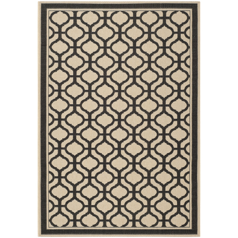 Tapis noir à motif géométrique Tangier, Rectangle 6 pi 7 po x 9 pi 6 po