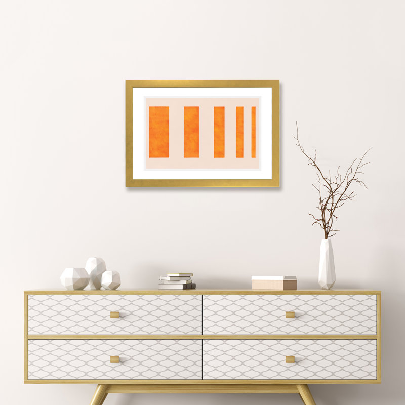 " Orange Levies ", 16" H x 24" W x 1" D, Gold Framed Paper