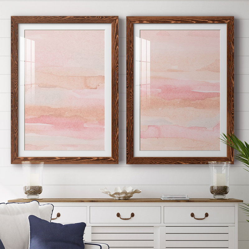 «Rose Fade I», reproduction encadrée de qualité supérieure - prête à être accrochée, H 27,5 po x l 75 po x P 1,5 po, Érable