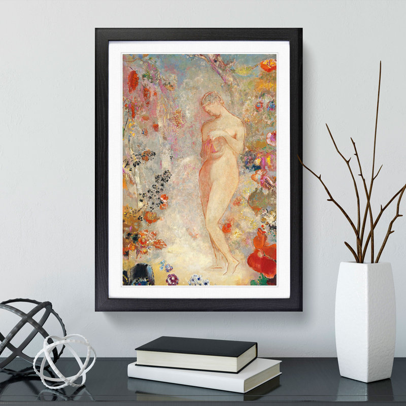 Pandora Vol.1 by Odilon Redon - Picture Frame Painting, Black Framed, 36cm H x 27cm W x 2cm D