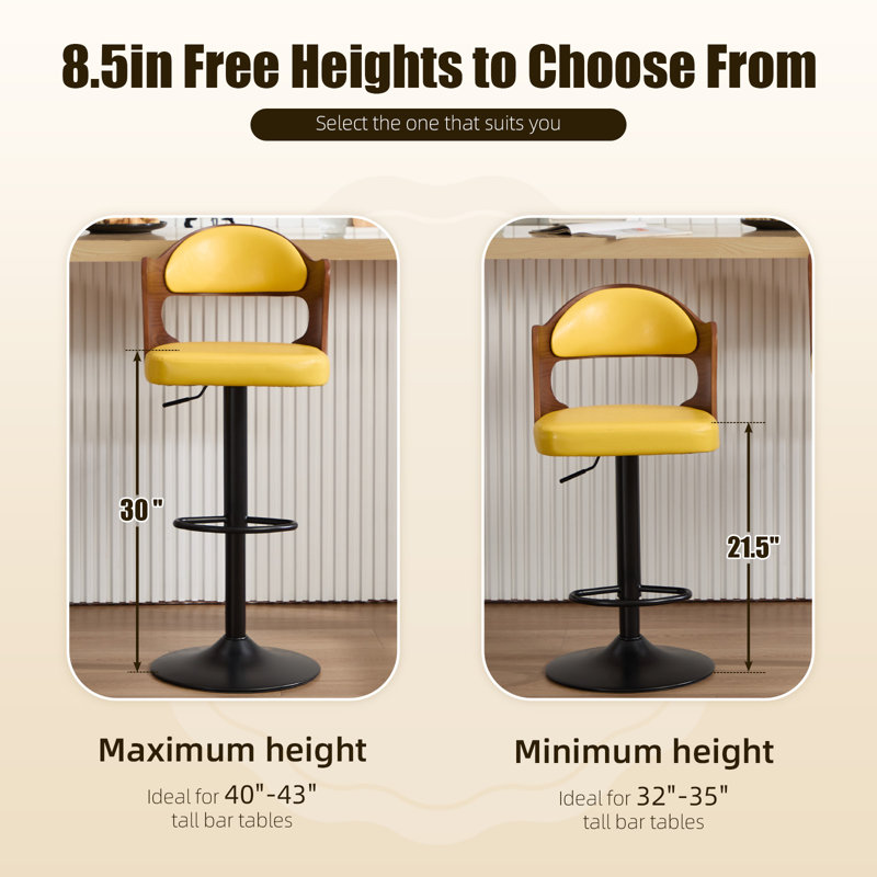 Ensemble de 2 tabourets de bar Modern, Jaune