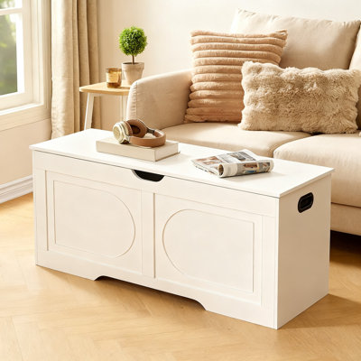 Storage Chest, 43.3" Entryway Shoe Bench With Storage,(White)