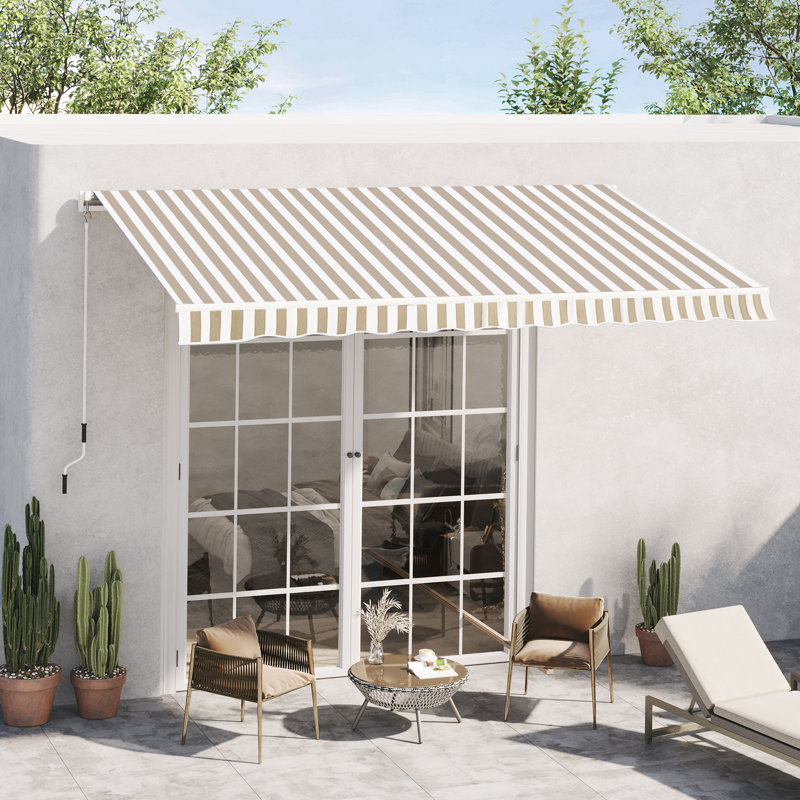 Versatile Retractable Patio Awning For Outdoor Protection And Privacy, Beige, 0.2" H x 12" W x 10" D