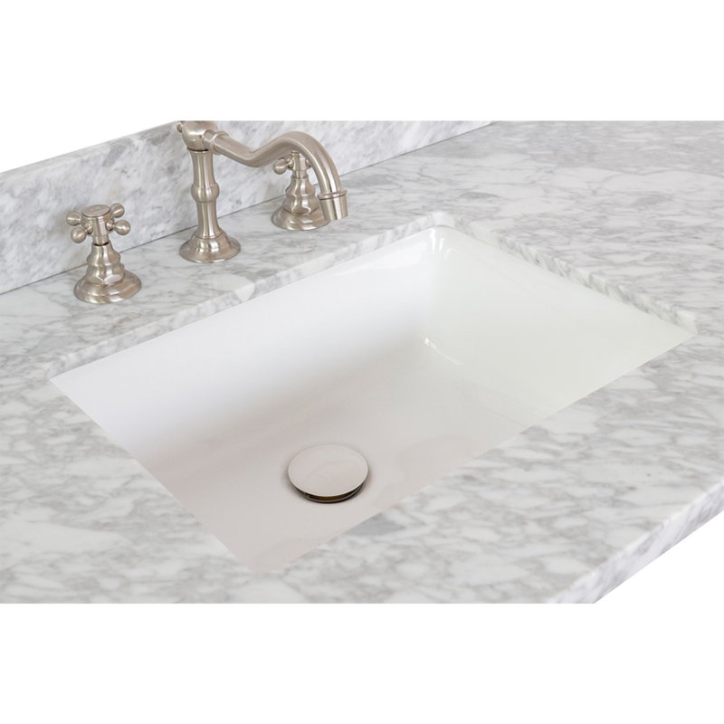 37'' White Carrara Marble Bathroom Vanity Top with Sink