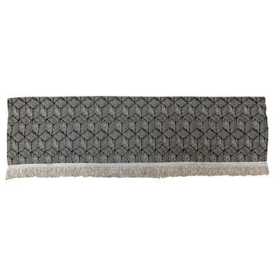 Motif géométrique 3D, jacquard en polyester, avec franges, bourgogne rouillé, 60 po x 18 po, cantonnière décorative avec passe-tringle