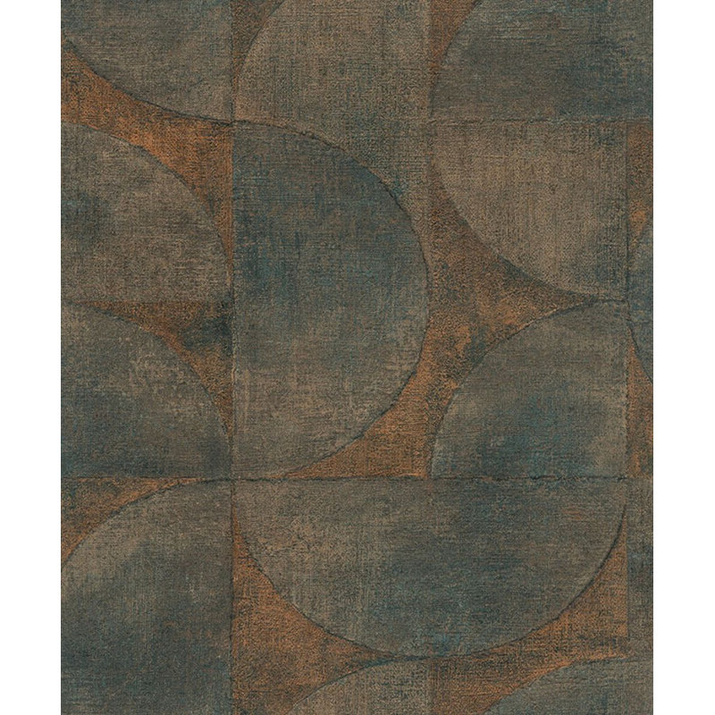 Rouleau de papier peint texturé, Bleu, brun, or, cuivre