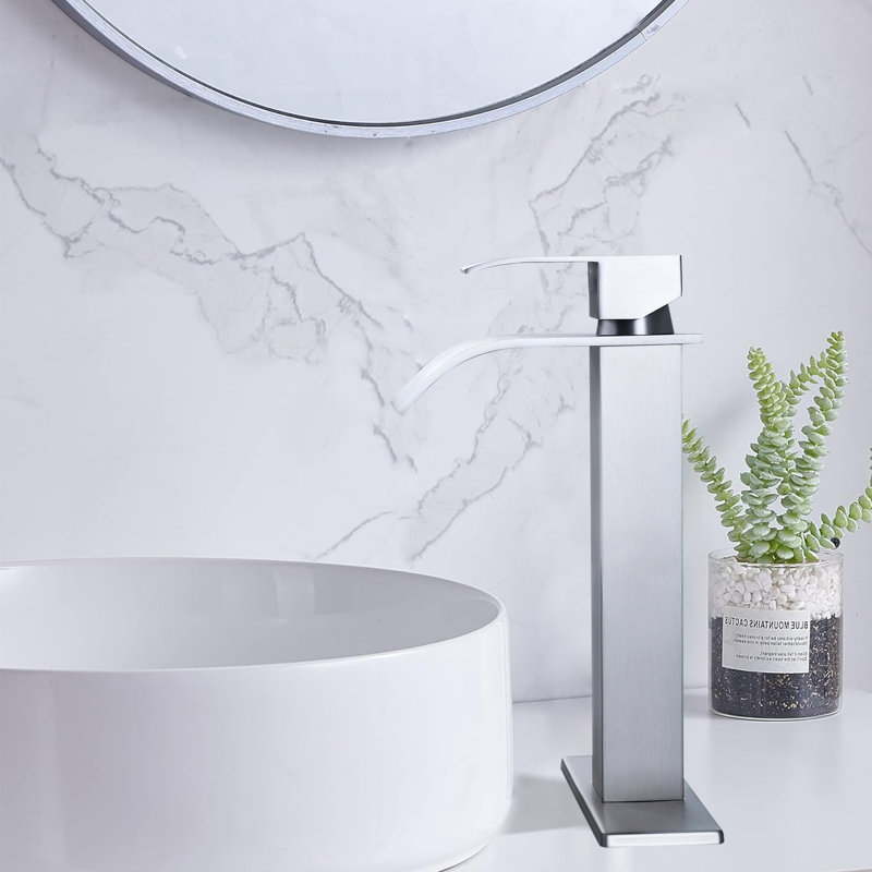 Single-handle Bathroom Faucet with Drain Assembly, Brushed Nickel