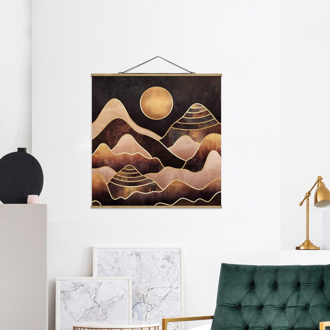 Stoffbild Golden Sun Mountains von Elisabeth Fredriksson