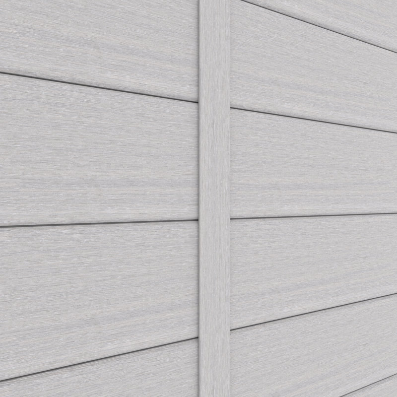 Revêtement de sol composite blanc à motif de grains de fumée droits 5,59 po x 96 po All Weather Siding Pro