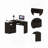 Mix L-Shaped Desk, Keyboard Tray, Two Drawers, Single Open Shelf -Black-236643350