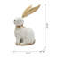 White Magnesium Rabbit Figurine with Gold Iron Ears, Garden Sculpture Decorations