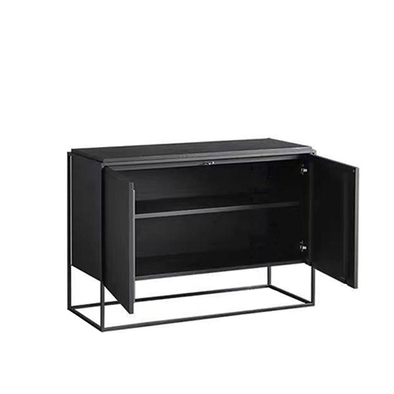 Solid Ash Wood Black Console Cabinet
