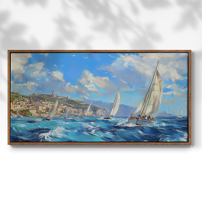 Série paysage - CLIX - Toile tendue avec châssis encadré - Prêt à être accroché, H 17 po x l 33 po, Noyer
