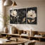 Impression sur toile 3 panneaux muraux pivoines sur fond foncé-1266657130