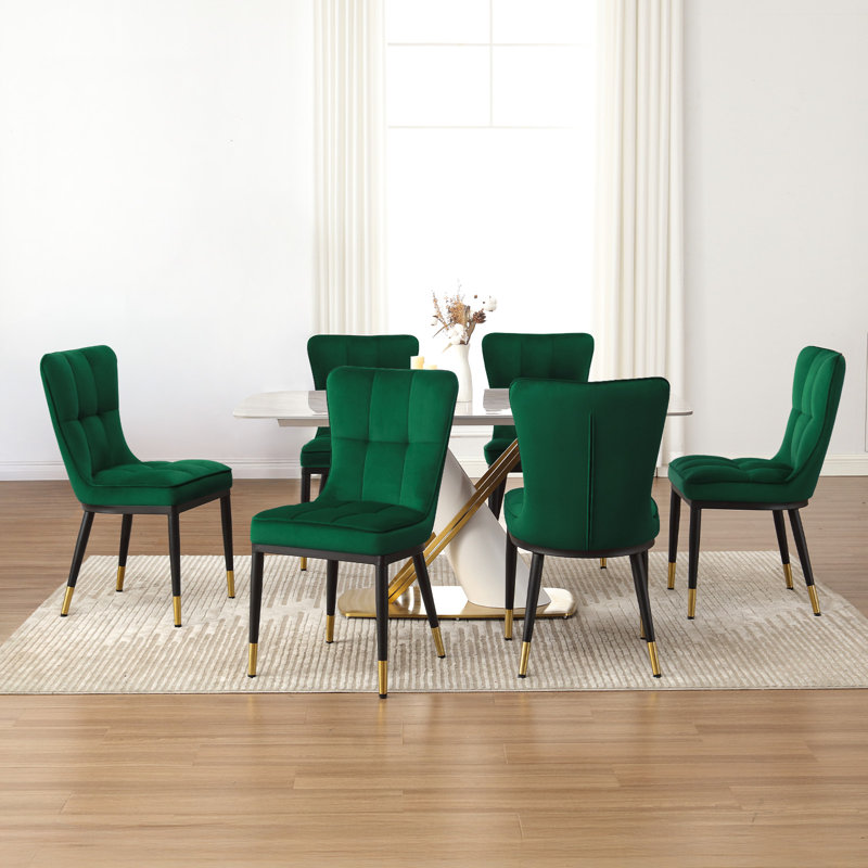 Guitierrez Velvet Upholstered Parsons Chair, Green