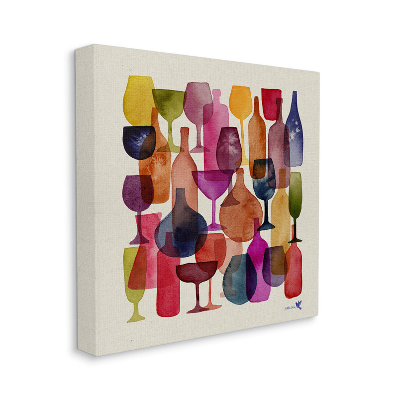 Modern Overlapping Wine Glasses Canvas Wall Art by Maria Over, 30" H x 30" W x 1.5" D