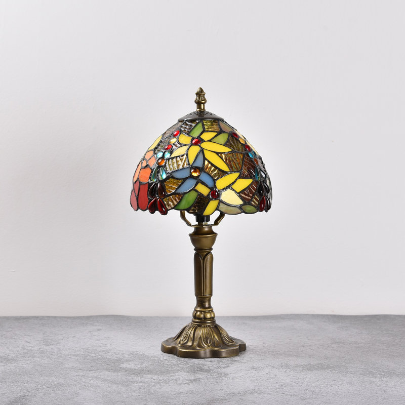 14.5" Table Lamp Tiffany Style Stained Glass Lamp, Grape Handmade Shade, Desk Reading Light Perfect For Tall Living Room Bedroom Nightstand
