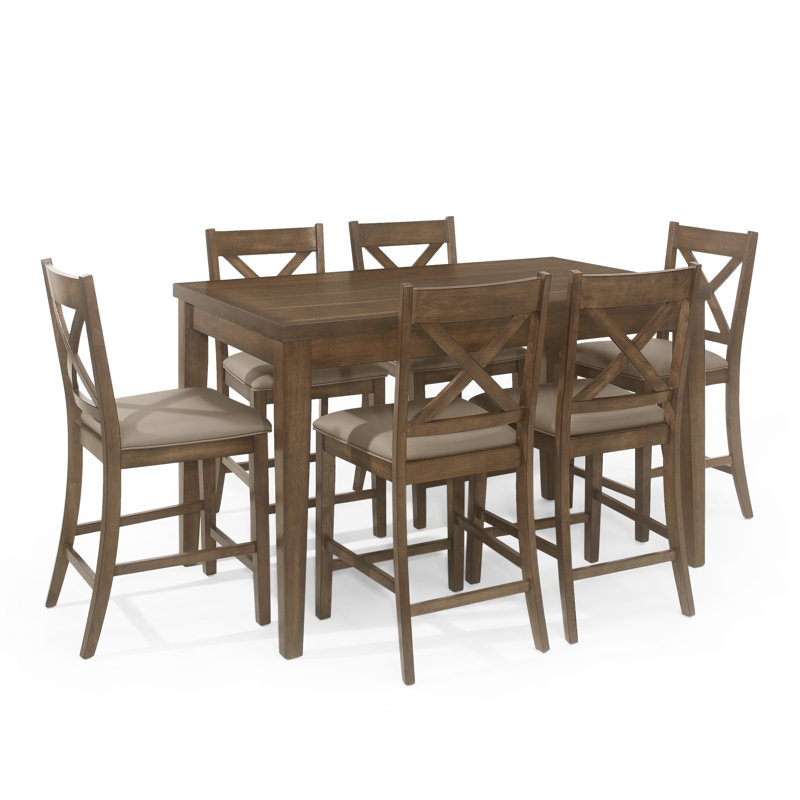Briza 6 - Person Four Leg Dining Set, Antique Brown, Antique Brown