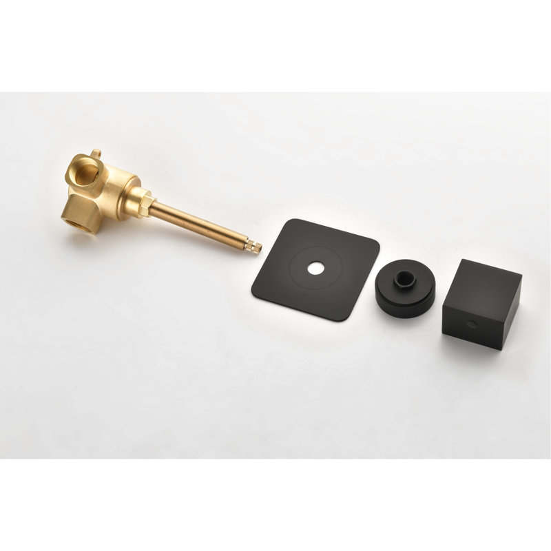 3/4" Cast Metal Extra High Flow Shower Valve - Volume Control, Brass Handle, Matt Black Exterior Adjustable Flow, Black, Product