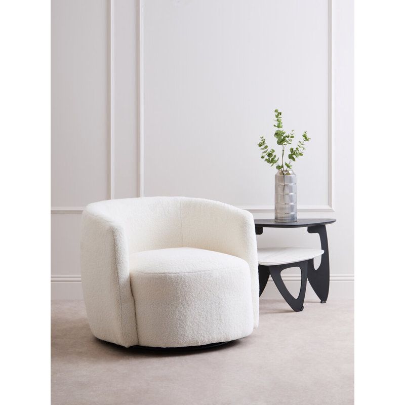 Upholstered Swivel Accent Chair, White