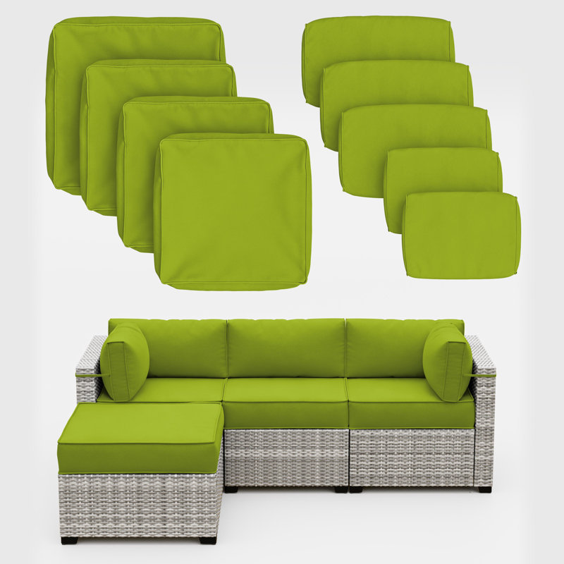 9 Pcs Outdoor Patio Cushions Covers With 4 Size，Covers Only, Grass Green