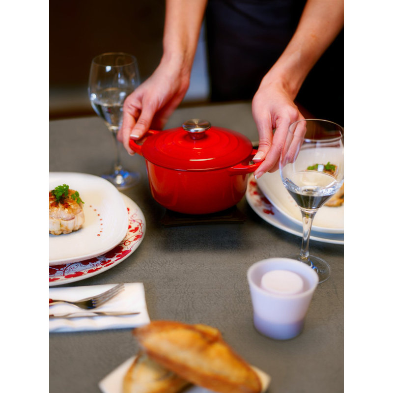 Le Creuset Enameled Cast Iron Round Mini Cocotte with Lid, Cerise