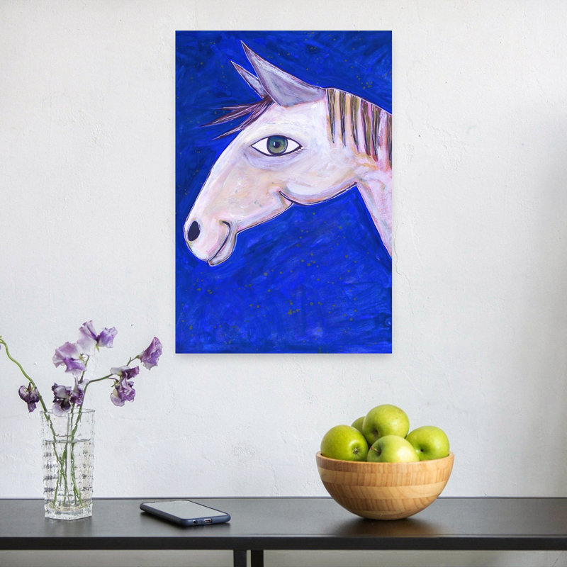 Art mural cheval fantaisiste blanc fantaisiste